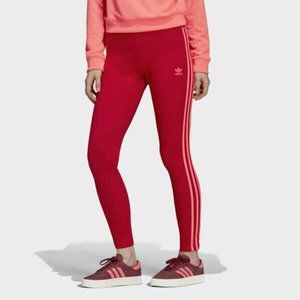 adidas 3-stripe red and pink leggings